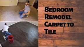 How to Remove Old Carpet- Carpet to Tile Remodel - Timelapse of Install