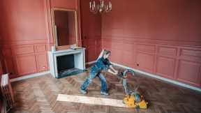 Restoring a 200 year old OAK FLOOR  (Laid on sand) in our French Chateau