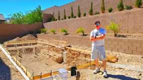 POOL CONSTRUCTION  TIMELAPSE - PART 1 - RETAINING WALL, LANDSCAPING & PLUMBING