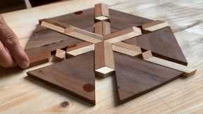 Ingenious Woodworking With Linked Pieces Of Wood // 3D Table Design Attracts All Eyes