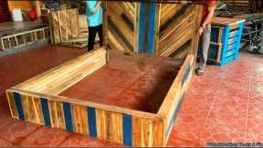 Wood Crafts: Building a Pallet Bed from Wooden Pallets | Woodworking DIY Project