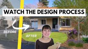 Front Yard Landscape Design Demonstration 🪴 Watch me design a reduced lawn front yard!