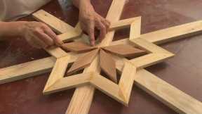 Easy Wooden Ideas For Christmas Decoration // Process Of Making Giant Snowflakes With Pallet Wood