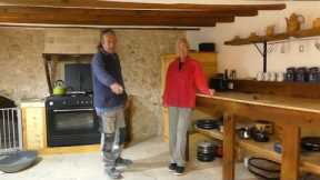 436. Stone floor laid, next the bespoke farmhouse kitchen cabinets - Spanish farmhouse renovation