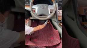 Toyota Camry custom leather carpet installation dark red #toyotacamry #carpet