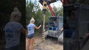 He’s always messing with me! Getting ready to set posts! #building #construction #diy #equipment
