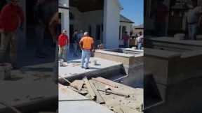 Progress - This travertine is amazing! #pool #landscape #design