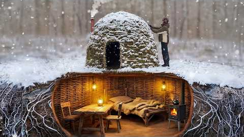 Building a Warm and Cozy Woven Survival Shelter. Hazel Hut. Bushcraft Survival