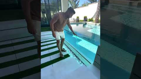 Is this an in-ground or above-ground pool? 👀#luxuryhome #backyard #luxurypools #abovegroundpools