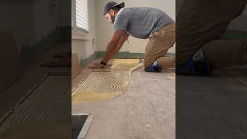 Hardwood Floor Installation Using Adhesive Glue #hardwoodflooring #interiordesign #homerenovation