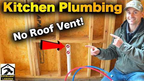 How to Rough-In Kitchen Sink Plumbing | Drain & Water Lines For BEGINNERS!